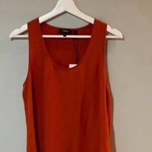 Burnt orange luxury silk racerbank tank from Theory Size L